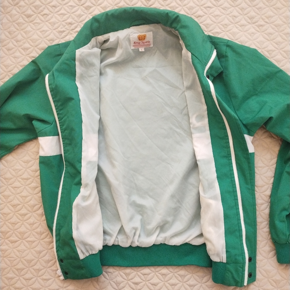 Vintage 80s Quaker State King Sports Racing Jacket Large Green/White - Picture 3 of 6